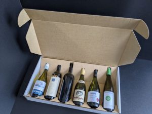 6 Bottle Laydown White Carton & divider Set. Wine packaging