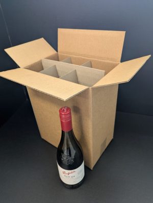 6 Bottle Wine RSC Carton Stand Up BROWN with Divider 264 x 176 x 335 (bundle 25) $3.50 ea - Image 3
