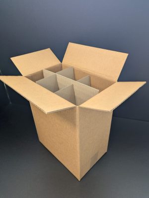 6 Bottle Wine RSC Carton Stand Up BROWN with Divider 264 x 176 x 335 (bundle 25) $3.50 ea