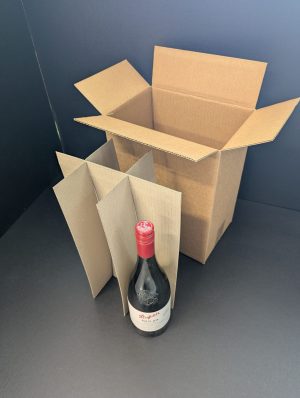 6 Bottle Wine RSC Carton Stand Up BROWN with Divider 264 x 176 x 335 (bundle 25) $3.50 ea - Image 2